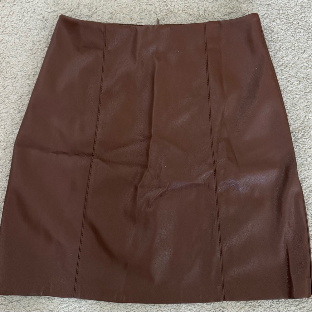 Brown Faux Leather Skirt Size 6 NWT